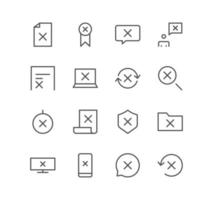 Set of reject related icons, refuse, cancellation, decline and linear variety vectors. vector