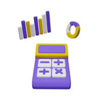 Taschenrechner mit Diagramm 3D-Darstellung png