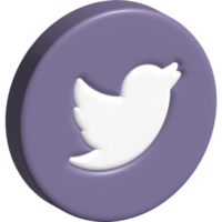 logotipo do ícone do twitter 3d png