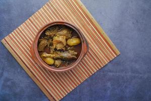 Chicken curry or masala in a bowl on table photo