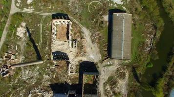 Aerial view of a destroyed factory. Remains of buildings. video