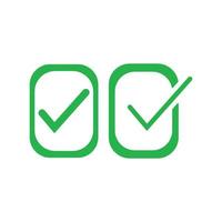 Check mark green line icons. Vector illustration. - Vector