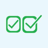 Check mark green line icons. Vector illustration. - Vector
