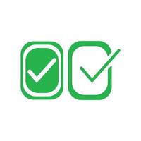 Check mark green line icons. Vector illustration. - Vector