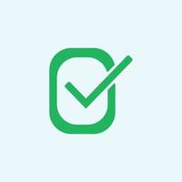 Check mark green line icons. Vector illustration. - Vector