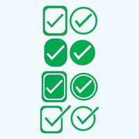 Check mark green line icons. Vector illustration. - Vector