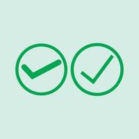 Check mark green line icons. Vector illustration. - Vector