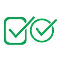 Check mark green line icons. Vector illustration. - Vector