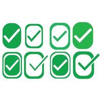 Check mark green line icons. Vector illustration. - Vector