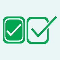 Check mark green line icons. Vector illustration. - Vector