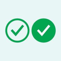Check mark green line icons. Vector illustration. - Vector