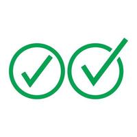 Check mark green line icons. Vector illustration. - Vector