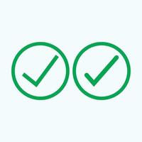 Check mark green line icons. Vector illustration. - Vector