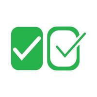 Check mark green line icons. Vector illustration. - Vector