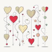 Valentine's Day hanging hearts design. Vector illustration