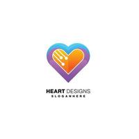 heart tech color design icon logo template vector