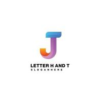 letter j and t logo combination initial design color vector