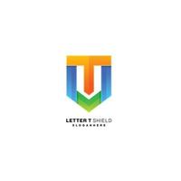 letter t and u with shield logo vector design illustration color