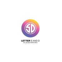 letter s and d round logo elegant color design vector