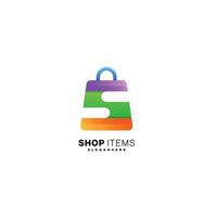 letter s with shop bag logo colorful design vector