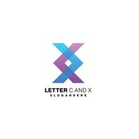 letter c and x logo gradient color design style initial vector