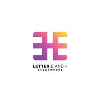 letter e and h logo initial design gradient color template vector