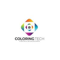 camera tech logo gradient colorful design icon vector