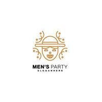 men face party logo style line art design template vector