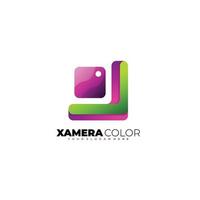 camera technology logo design gradient colorful vector