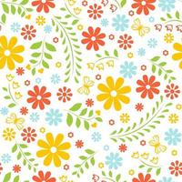 Simple colorful flowers. Bright seamless pattern vector