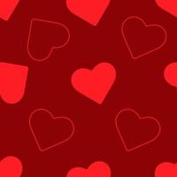 Red hearts on red background seamless pattern vector