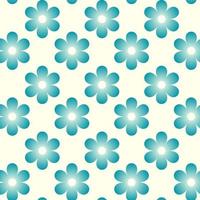 Repeating pattern of blue flowers with a glowing center on a yellow background vector