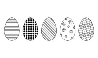 conjunto de huevos de pascua en estilo negro sobre un fondo blanco vector