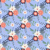 Spring blossom botanical foliage, herbs and flowers seamless pattern vector