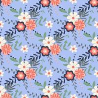 Spring blossom botanical foliage, herbs and flowers seamless pattern vector