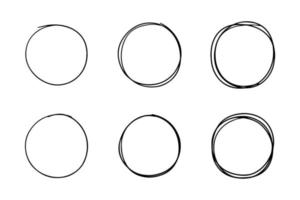 Super set of circles lines sketch hand drawn. Doodle circles for design elements vector