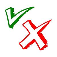 Tick and cross  signs. Checkmark OK and X icons. vector