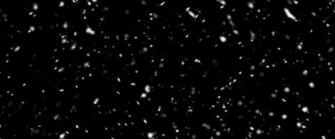 Falling snow isolated on black background. Falling snow at night. Bokeh lights on black background, flying snowflakes in the air. Winter weather. Overlay texture. photo