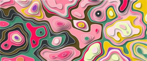 Colorful papercut and multi layer cutout geometric pattern. Abstract background with waves. Abstract pattern with circles. Beautiful topography concept or smooth origami shape paper texture. photo