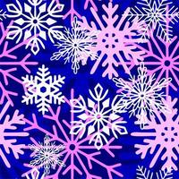 seamless asymmetric pattern of multicolored snowflakes on a blue background, texture, design photo