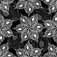 seamless pattern of abstract gray and white graphic elements on a black background, texture, design photo