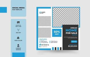 Modern home property square banner social media post template design Free Vector