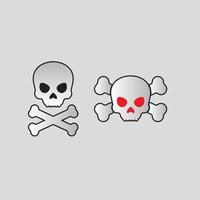 Two Skull Vector Set with Black and Red Eyes