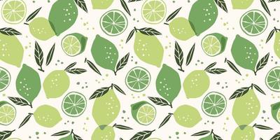 Vector seamless pattern with lemons and limes. Trendy hand drawn textures. Modern abstract design for paper, cover, fabric, interior decor and other use