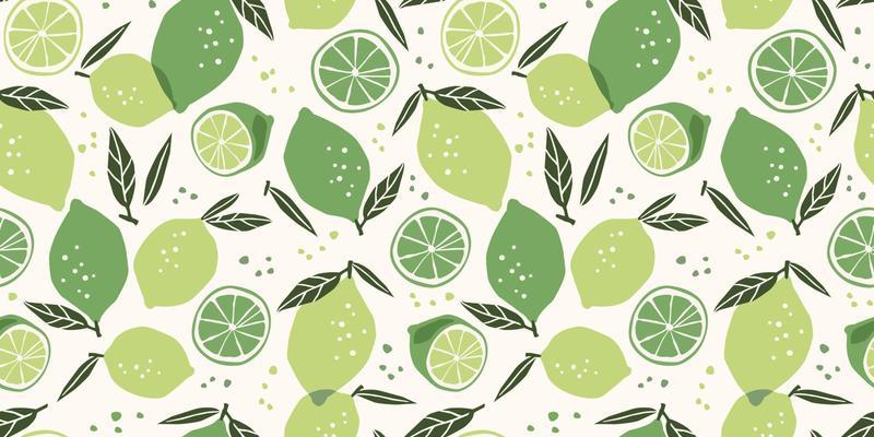 Vector seamless pattern with lemons and limes. Trendy hand drawn textures. Modern abstract design for paper, cover, fabric, interior decor and other use