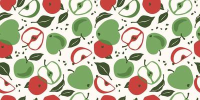 Vector seamless pattern with apples. Trendy hand drawn textures. Modern abstract design for paper, cover, fabric, interior decor and other use