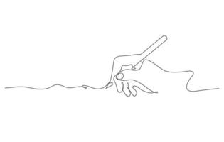 hand writing with pencil in continous line drawing vector