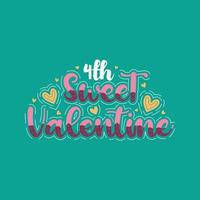 4th sweet Valentine with colorful design. vector