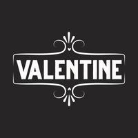 Valentine  super black and white typography design. vector