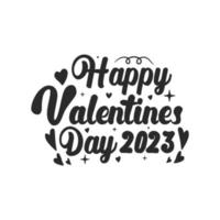 Happy valentine day 20023 simple typography design. vector